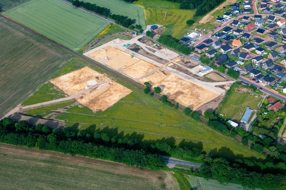 Luftbild Stade - Baustelle zum Neubau eines Bildungs Campus mit Turnhalle in Stade Riensförde im Bundesland Niedersachsen, Deutschland