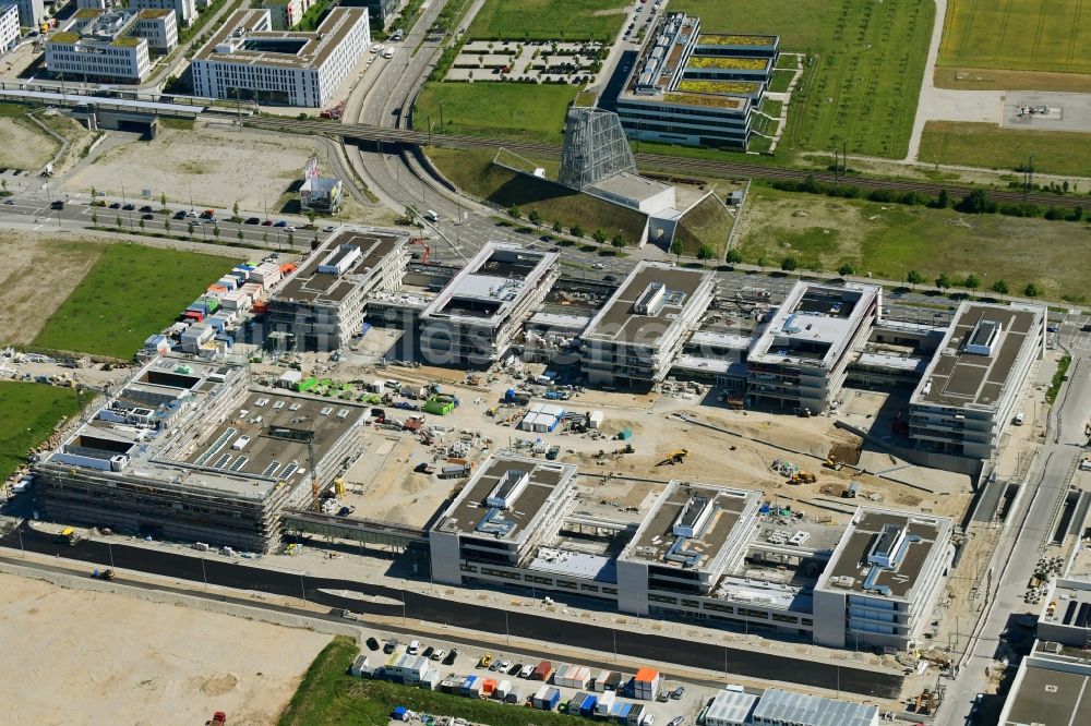 Luftaufnahme München - Baustelle zum Neubau des Bildungscampus Freiham in München im Bundesland Bayern, Deutschland