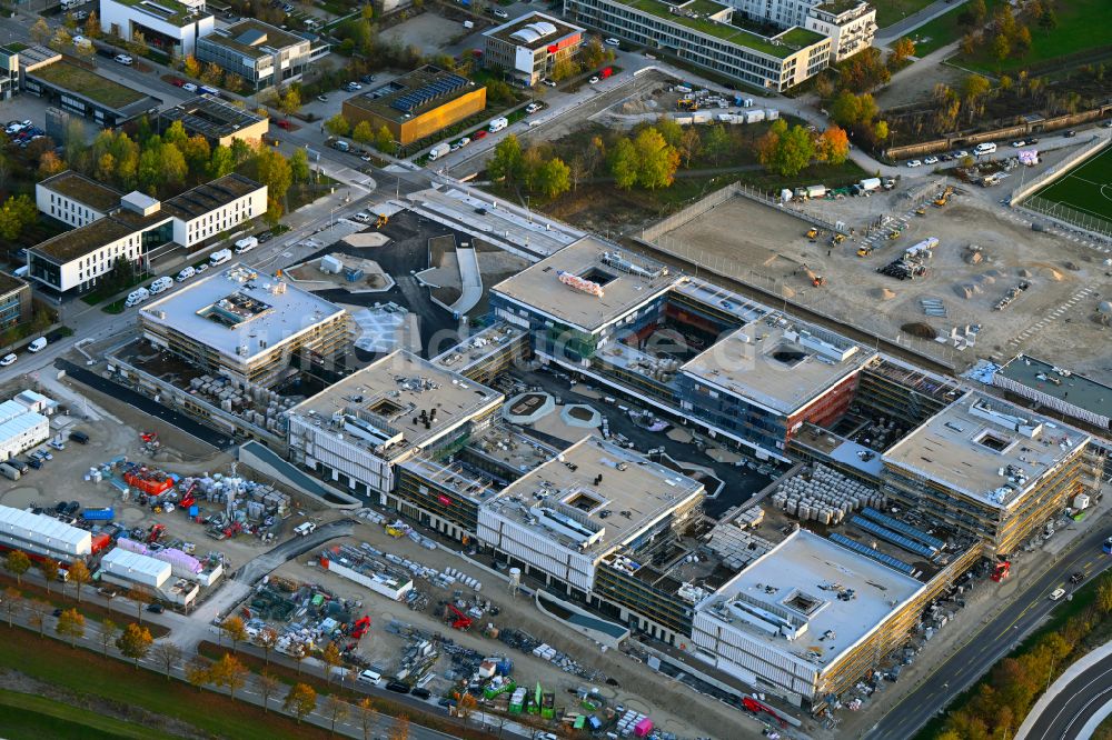 München von oben - Baustelle zum Neubau des Bildungscampus Messestadt im Ortsteil Riem in München im Bundesland Bayern, Deutschland