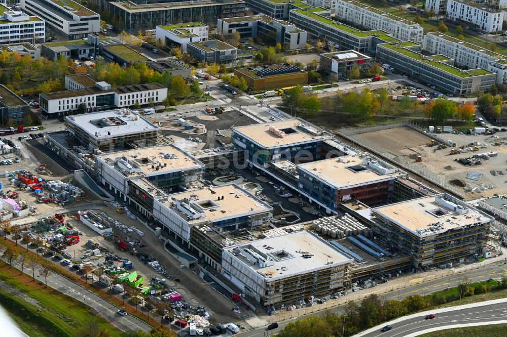 Luftaufnahme München - Baustelle zum Neubau des Bildungscampus Messestadt im Ortsteil Riem in München im Bundesland Bayern, Deutschland