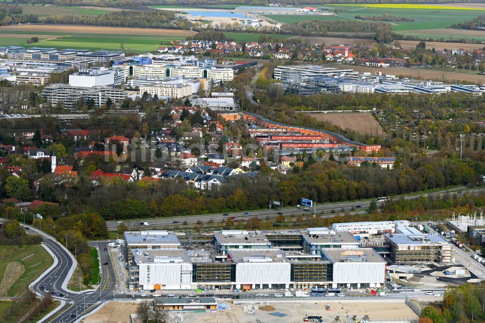 Luftaufnahme München - Baustelle zum Neubau des Bildungscampus Messestadt im Ortsteil Riem in München im Bundesland Bayern, Deutschland