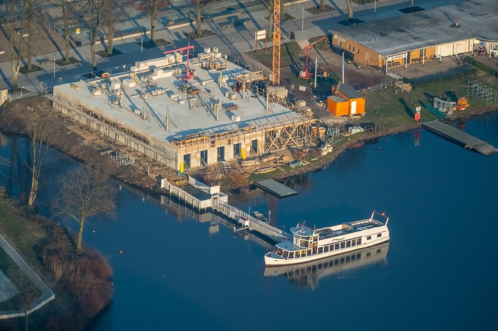 Luftbild Haltern am See - Baustelle zum Neubau der Bootshausgesellschaft Strandallee GmbH & CO. KG an der Stadtmühlenbucht am Ufer des Mühlenbach in Haltern am See im Bundesland Nordrhein-Westfalen, Deutschland
