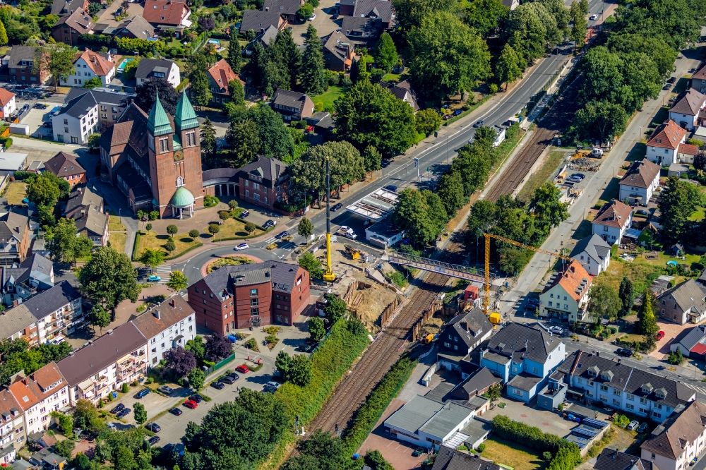 Gladbeck aus der Vogelperspektive: Baustelle zum Neubau der Brückenkonstruktion Beethovenstraße in Gladbeck im Bundesland Nordrhein-Westfalen, Deutschland