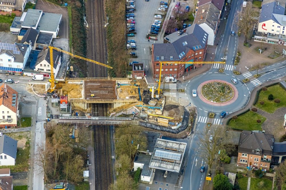 Luftbild Gladbeck - Baustelle zum Neubau der Brückenkonstruktion Beethovenstraße in Gladbeck im Bundesland Nordrhein-Westfalen, Deutschland