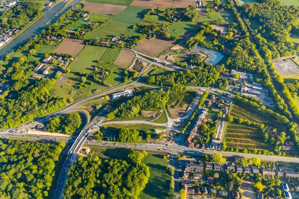 Luftbild Münster - Baustelle zum Neubau der Brückenkonstruktion der B51 über die B481n im Ortsteil St. Mauritz in Münster im Bundesland Nordrhein-Westfalen, Deutschland