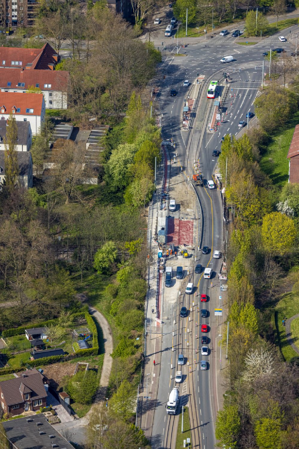 Luftbild Gelsenkirchen - Baustelle zum Neubau der Brückenkonstruktion an der Turfstraße in Gelsenkirchen im Bundesland Nordrhein-Westfalen, Deutschland
