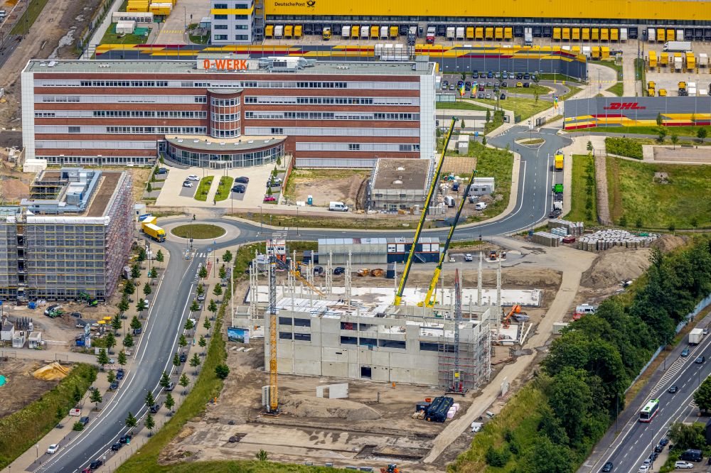 Bochum aus der Vogelperspektive: Baustelle zum Neubau eines Büro- und Geschäftshaus- Ensemble O-Werk- Campus in Bochum im Bundesland Nordrhein-Westfalen, Deutschland