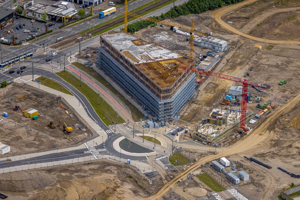 Luftaufnahme Bochum - Baustelle zum Neubau eines Büro- und Geschäftshaus- Ensemble O-Werk- Campus in Bochum im Bundesland Nordrhein-Westfalen, Deutschland