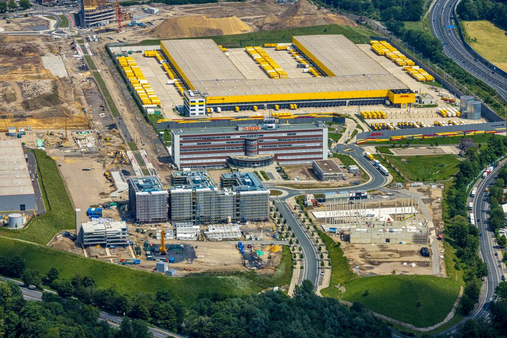 Bochum von oben - Baustelle zum Neubau eines Büro- und Geschäftshaus- Ensemble O-Werk- Campus in Bochum im Bundesland Nordrhein-Westfalen, Deutschland