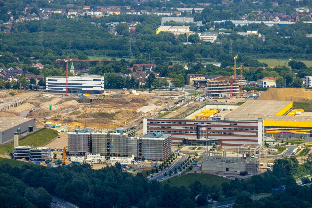 Bochum von oben - Baustelle zum Neubau eines Büro- und Geschäftshaus- Ensemble O-Werk- Campus in Bochum im Bundesland Nordrhein-Westfalen, Deutschland
