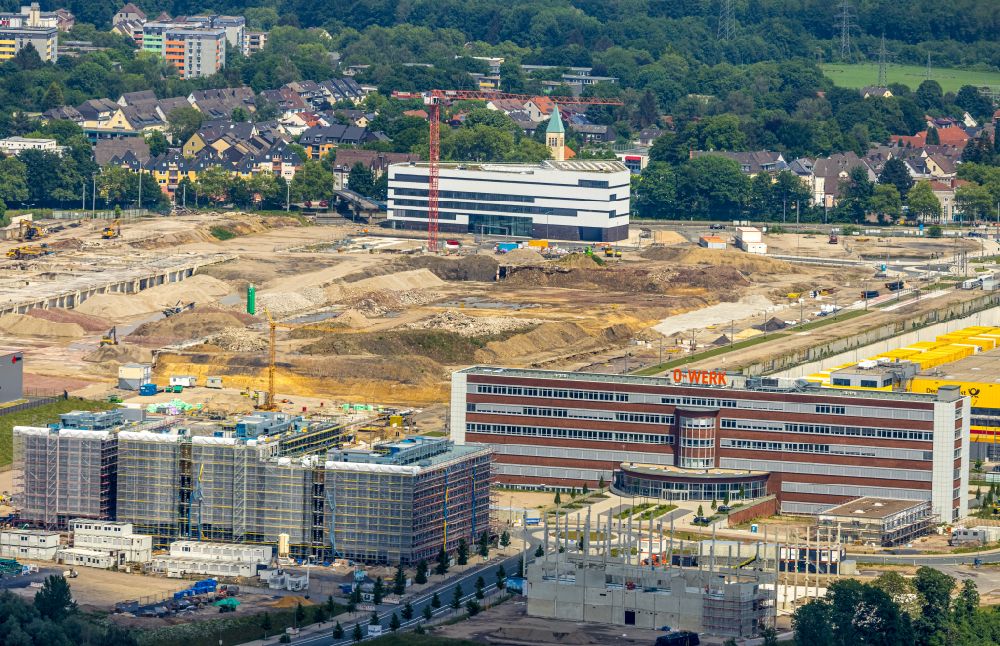 Bochum aus der Vogelperspektive: Baustelle zum Neubau eines Büro- und Geschäftshaus- Ensemble O-Werk- Campus in Bochum im Bundesland Nordrhein-Westfalen, Deutschland