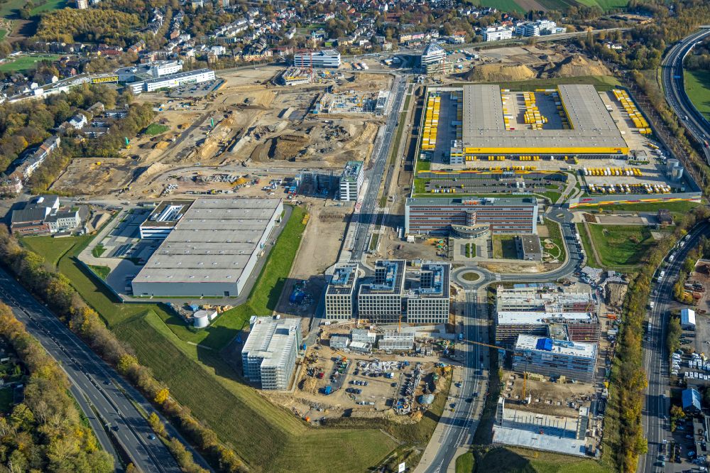 Luftaufnahme Bochum - Baustelle zum Neubau eines Büro- und Geschäftshaus- Ensemble O-Werk- Campus in Bochum im Bundesland Nordrhein-Westfalen, Deutschland