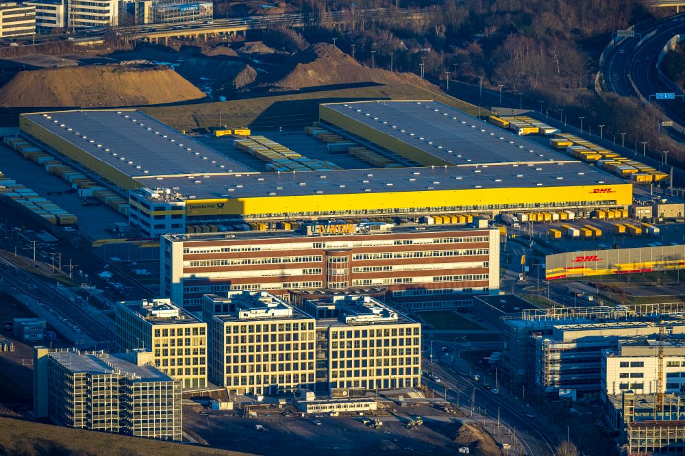 Luftbild Bochum - Baustelle zum Neubau eines Büro- und Geschäftshaus- Ensemble am O-Werk- Campus in Bochum im Bundesland Nordrhein-Westfalen, Deutschland
