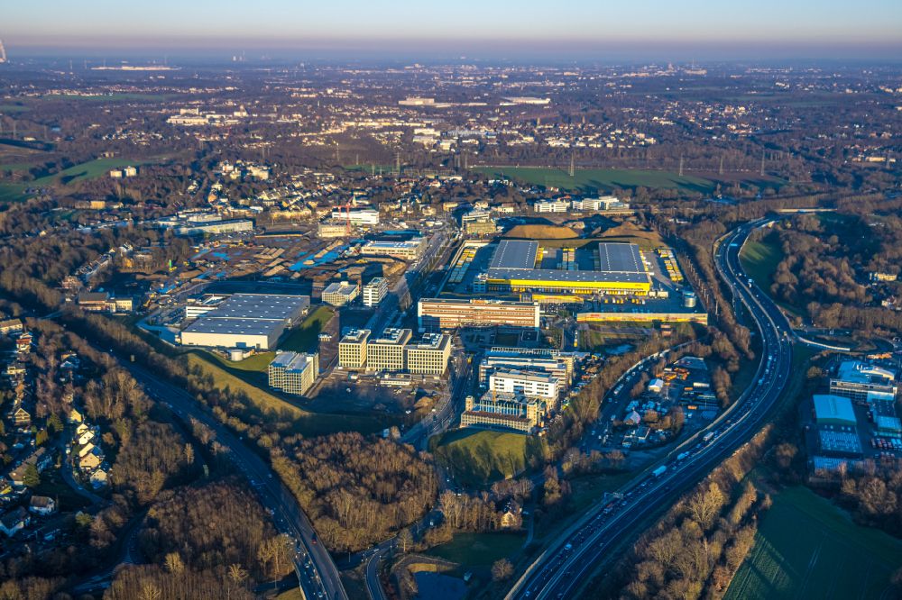 Luftbild Bochum - Baustelle zum Neubau eines Büro- und Geschäftshaus- Ensemble am O-Werk- Campus in Bochum im Bundesland Nordrhein-Westfalen, Deutschland