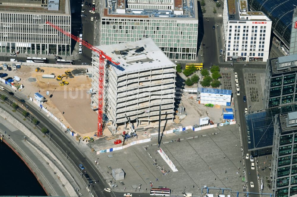 Luftbild Berlin - Baustelle zum Neubau eines Büro- und Geschäftshauses cube berlin in Berlin, Deutschland