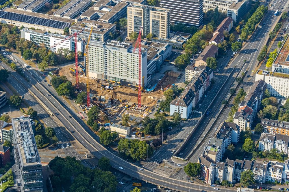 Luftbild Düsseldorf - Baustelle zum Neubau eines Büro- und Geschäftshauses Eclipse in Düsseldorf im Bundesland Nordrhein-Westfalen, Deutschland