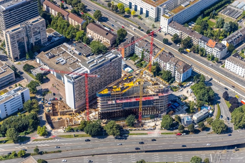 Luftaufnahme Düsseldorf - Baustelle zum Neubau eines Büro- und Geschäftshauses Eclipse in Düsseldorf im Bundesland Nordrhein-Westfalen, Deutschland