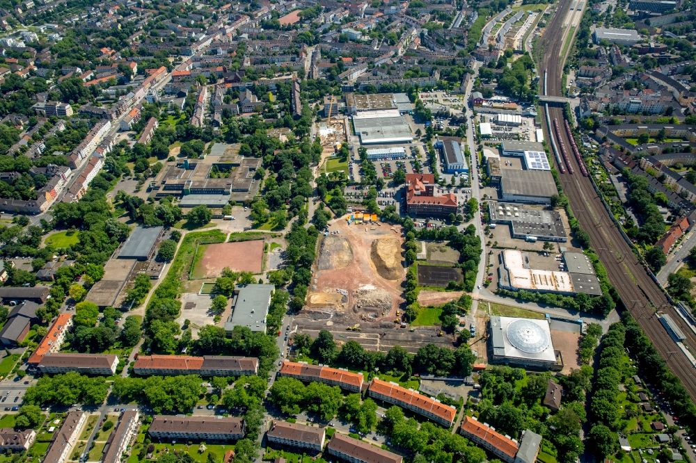 Luftbild Essen - Baustelle zum Neubau eines Büro- und Geschäftshauses der NOWEDA eG Apothekergenossenschaft in Essen im Bundesland Nordrhein-Westfalen