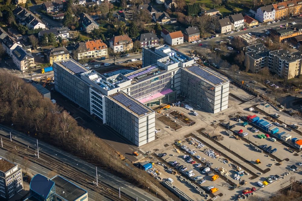 Bochum aus der Vogelperspektive: Baustelle zum Neubau eines Büro- und Geschäftshauses der Vonovia Zentrale in Bochum im Bundesland Nordrhein-Westfalen