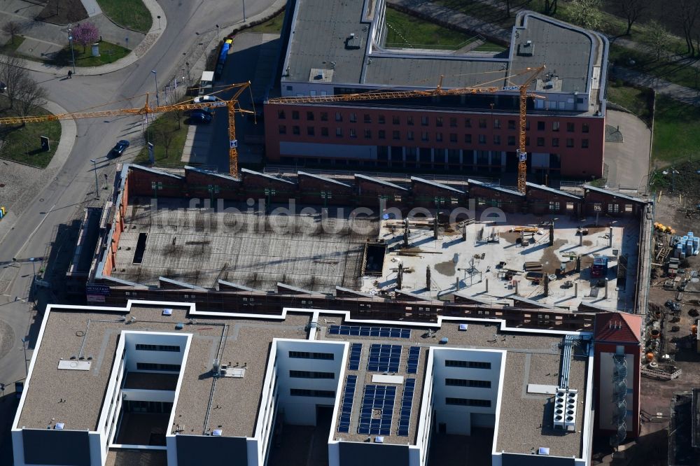 Luftbild Magdeburg - Baustelle zum Neubau eines Bürogebäude des Geschäftshauses in Magdeburg im Bundesland Sachsen-Anhalt, Deutschland