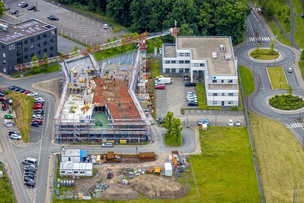 Luftbild Bochum - Baustelle zum Neubau eines Bürohauses der Firma Cosinex in Bochum im Bundesland Nordrhein-Westfalen, Deutschland