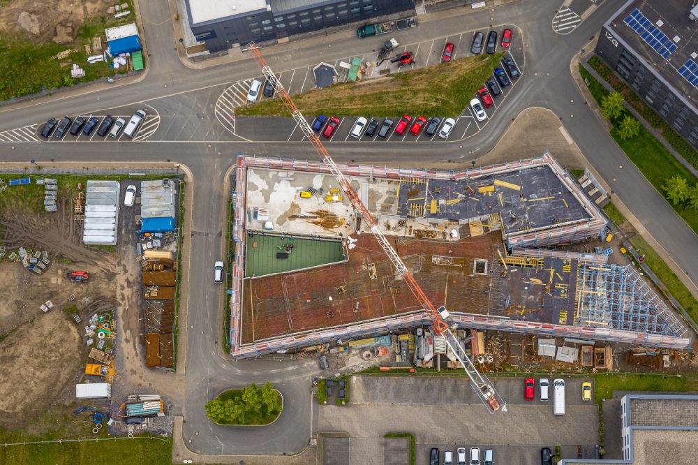 Luftbild Bochum - Baustelle zum Neubau eines Bürohauses der Firma Cosinex in Bochum im Bundesland Nordrhein-Westfalen, Deutschland