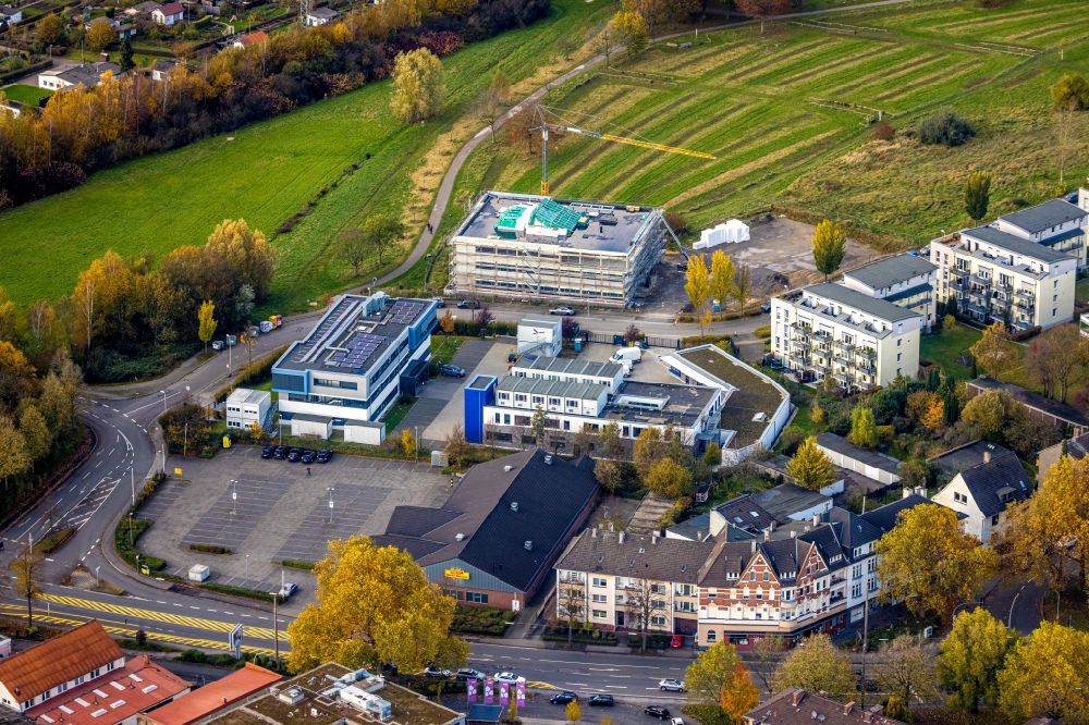 Luftbild Witten - Baustelle zum Neubau eines Bürokomplexes neben der Netto Filiale an der Rosi-Wolfstein-Straße im Stadtteil Annen in Witten im Bundesland Nordrhein-Westfalen