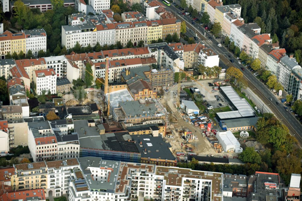 Luftbild Berlin - Baustelle zum Neubau Bötzow Campus im Ortsteil Prenzlauer Berg in Berlin, Deutschland