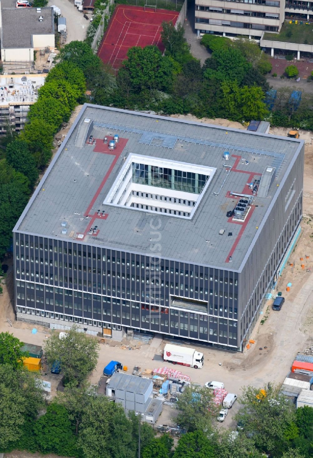 Berlin von oben - Baustelle zum Neubau des Campus- Gebäudes der Fachhochschule OSZ Lise Meitner in Berlin