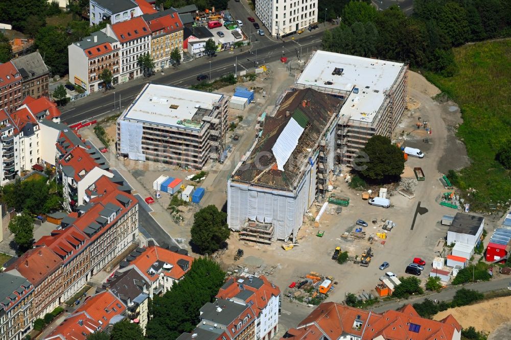 Luftaufnahme Leipzig - Baustelle zum Neubau Campus Quartiersschule in Leipzig im Bundesland Sachsen, Deutschland