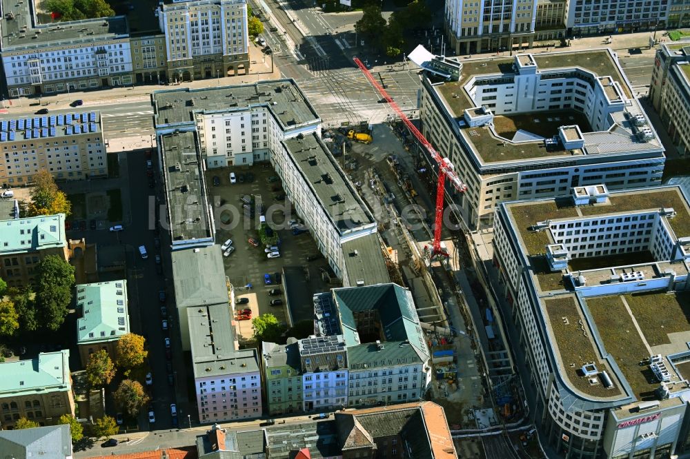 Luftaufnahme Magdeburg - Baustelle zum Neubau des Citytunnels im Zuge der Bahnbrückensanierung der Deutschen Bahn in Magdeburg im Bundesland Sachsen-Anhalt