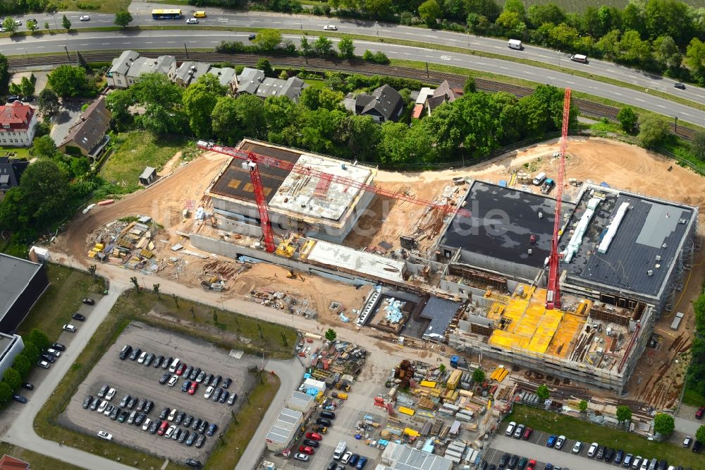 Luftaufnahme Schwerin - Baustelle zum Neubau von Depots und Werkstätten in Schwerin im Bundesland Mecklenburg-Vorpommern, Deutschland