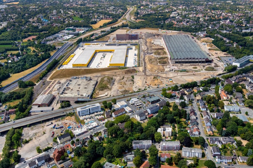 Luftaufnahme Bochum - Baustelle zum Neubau eines DHL- Hub- Gebäudekomplexes auf dem Gelände des Logistikzentrums im Entwicklungsgebiet MARK 51°7 in Bochum im Bundesland Nordrhein-Westfalen, Deutschland