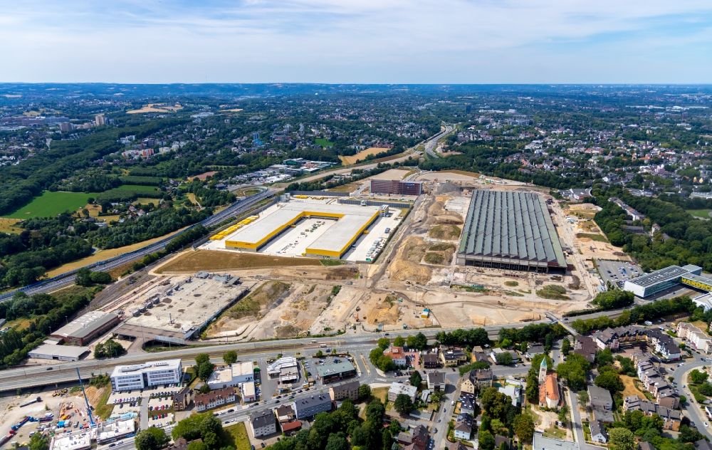 Bochum von oben - Baustelle zum Neubau eines DHL- Hub- Gebäudekomplexes auf dem Gelände des Logistikzentrums im Entwicklungsgebiet MARK 51°7 in Bochum im Bundesland Nordrhein-Westfalen, Deutschland
