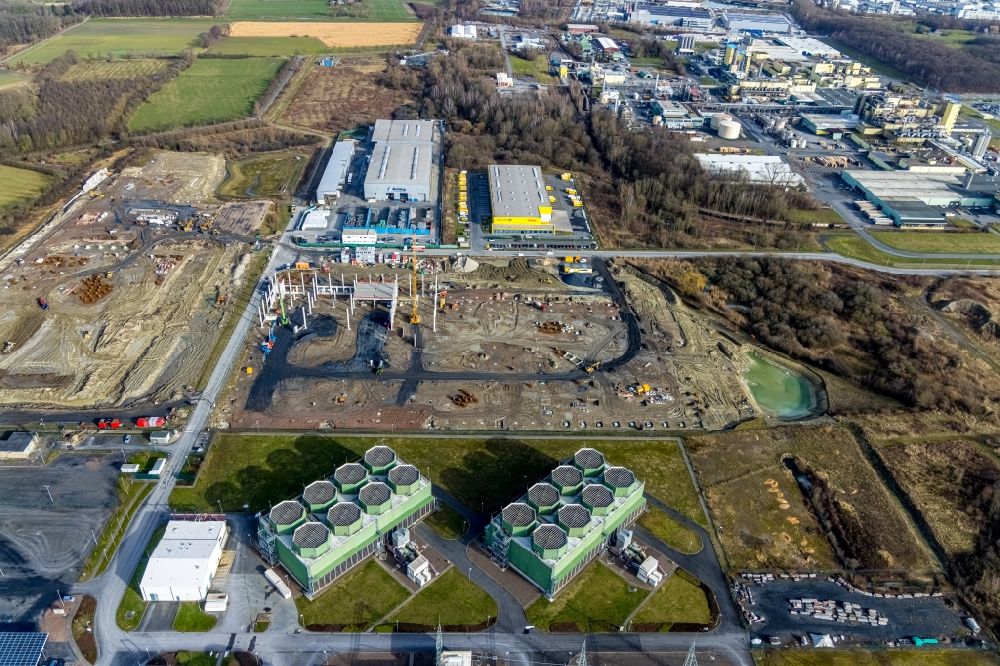 Luftaufnahme Hamm - Baustelle zum Neubau Distribution Park im Ortsteil Uentrop in Hamm im Bundesland Nordrhein-Westfalen, Deutschland