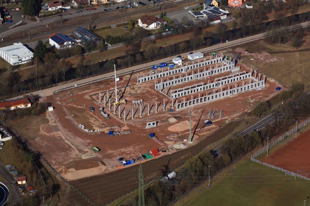 Luftbild Steinen - Baustelle zum Neubau des DPD Logistikzentrums in Steinen im Bundesland Baden-Württemberg