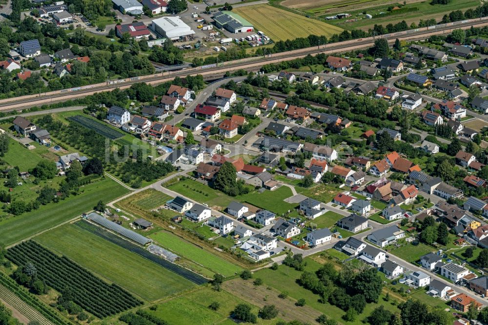 Önsbach aus der Vogelperspektive: Baustelle zum Neubau von Einfamilien Häusern in Önsbach im Bundesland Baden-Württemberg, Deutschland