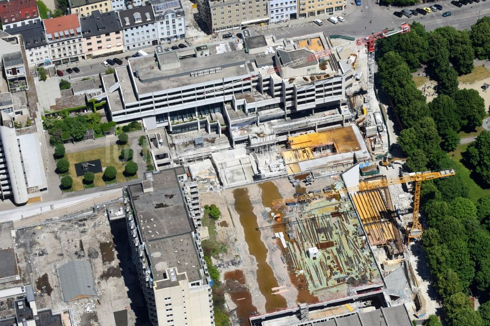 Luftbild München - Baustelle zum Neubau des Einkaufszentrum an der Theresienhöhe im Ortsteil Schwanthalerhöhe in München im Bundesland Bayern, Deutschland