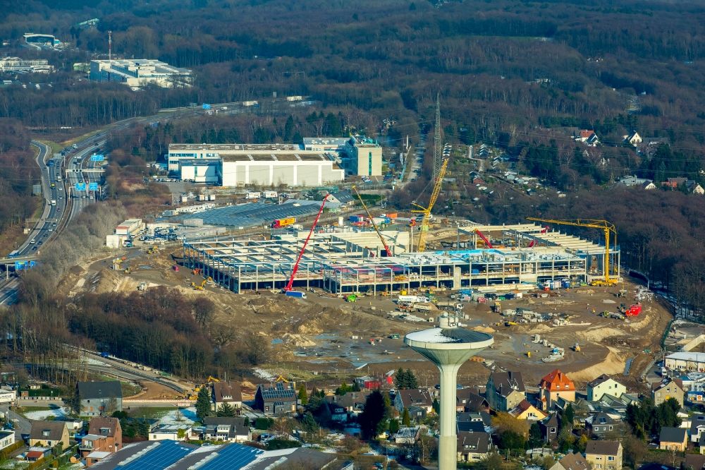 Wuppertal von oben - Baustelle zum Neubau des Einrichtungshaus - Möbelmarkt IKEA in Wuppertal im Bundesland Nordrhein-Westfalen