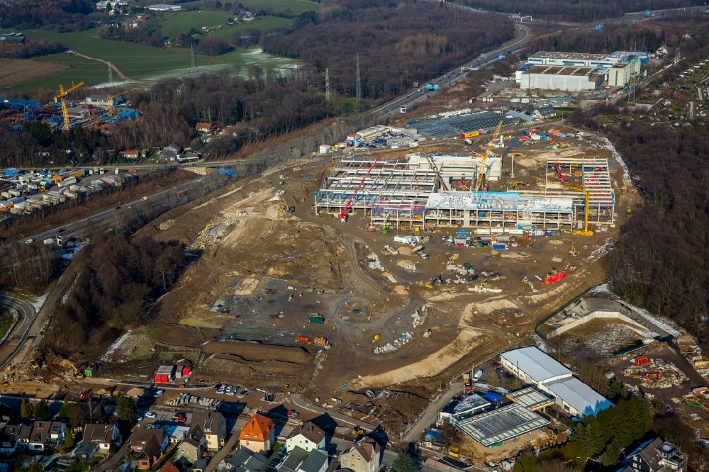 Luftaufnahme Wuppertal - Baustelle zum Neubau des Einrichtungshaus - Möbelmarkt IKEA in Wuppertal im Bundesland Nordrhein-Westfalen