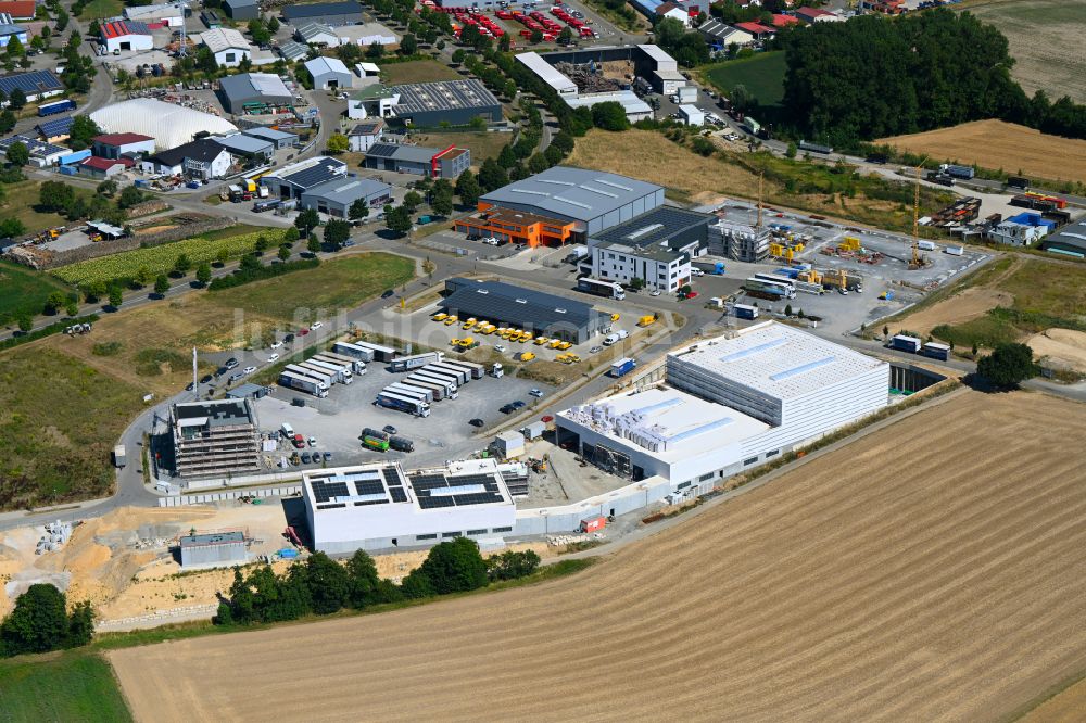 Flehingen von oben - Baustelle zum Neubau eines Fahrzeug-Recyclingzentrum der Firma Schwarz Rohstoff & Recycling in Flehingen im Bundesland Baden-Württemberg, Deutschland