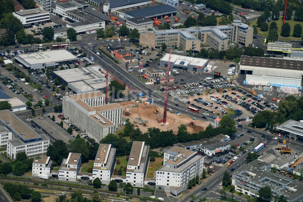 Luftaufnahme Bonn - Baustelle zum Neubau einer Fahrzeug- Waschanlage im Ortsteil Nordstadt in Bonn im Bundesland Nordrhein-Westfalen, Deutschland