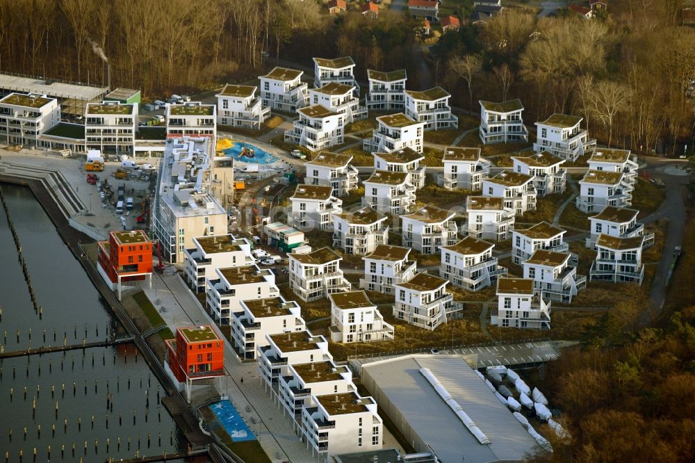 Luftbild Travemünde - Baustelle zum Neubau der Ferienhaus Anlage Priwall Waterfront in Travemünde im Bundesland Schleswig-Holstein, Deutschland