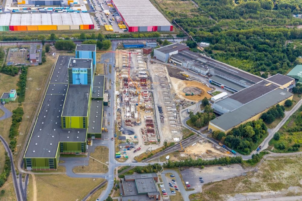 Luftbild Dortmund - Baustelle zum Neubau einer Feuerbeschichtungsanlage der thyssenkrupp Steel Europe AG in Dortmund im Bundesland Nordrhein-Westfalen, Deutschland