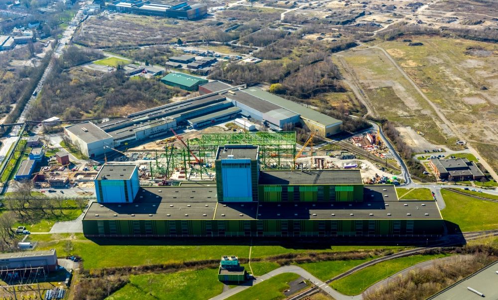 Luftbild Dortmund - Baustelle zum Neubau einer Feuerbeschichtungsanlage der thyssenkrupp Steel Europe AG in Dortmund im Bundesland Nordrhein-Westfalen, Deutschland