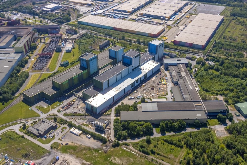 Dortmund von oben - Baustelle zum Neubau einer Feuerbeschichtungsanlage der thyssenkrupp Steel Europe AG in Dortmund im Bundesland Nordrhein-Westfalen, Deutschland