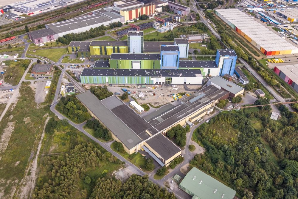Luftaufnahme Dortmund - Baustelle zum Neubau einer Feuerbeschichtungsanlage der thyssenkrupp Steel Europe AG in Dortmund im Bundesland Nordrhein-Westfalen, Deutschland