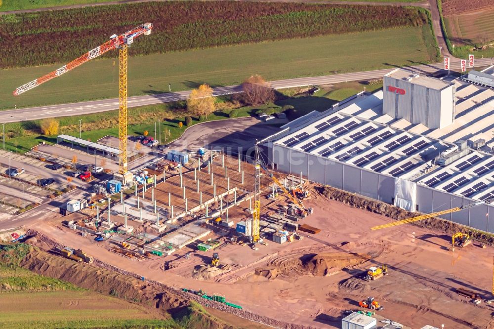 Luftaufnahme Ohlsbach - Baustelle zum Neubau Firmengelände der WTO in Ohlsbach im Bundesland Baden-Württemberg, Deutschland