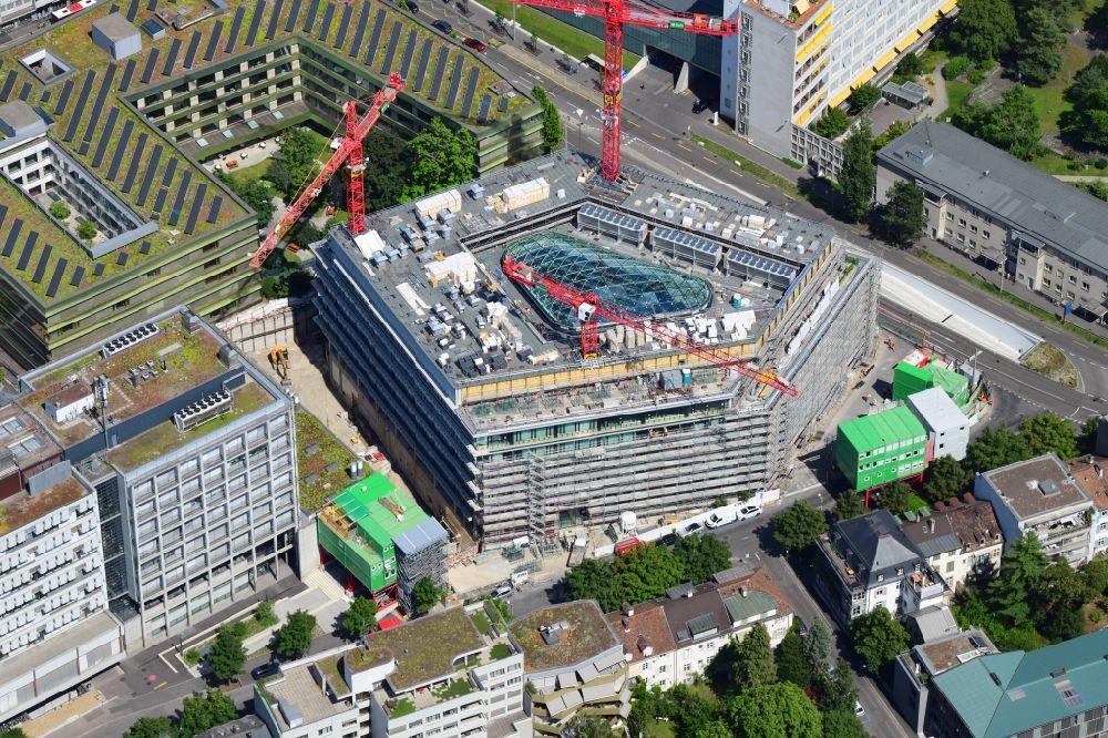 Luftaufnahme Basel - Baustelle zum Neubau eines Forschungs- Gebäudes und Bürokomplex BSS ETH Biosysteme in Basel, Schweiz