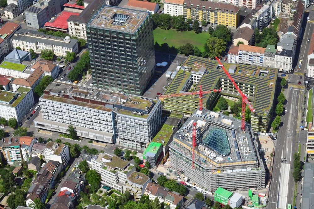 Basel von oben - Baustelle zum Neubau eines Forschungs- Gebäudes und Bürokomplex BSS ETH Biosysteme in Basel, Schweiz